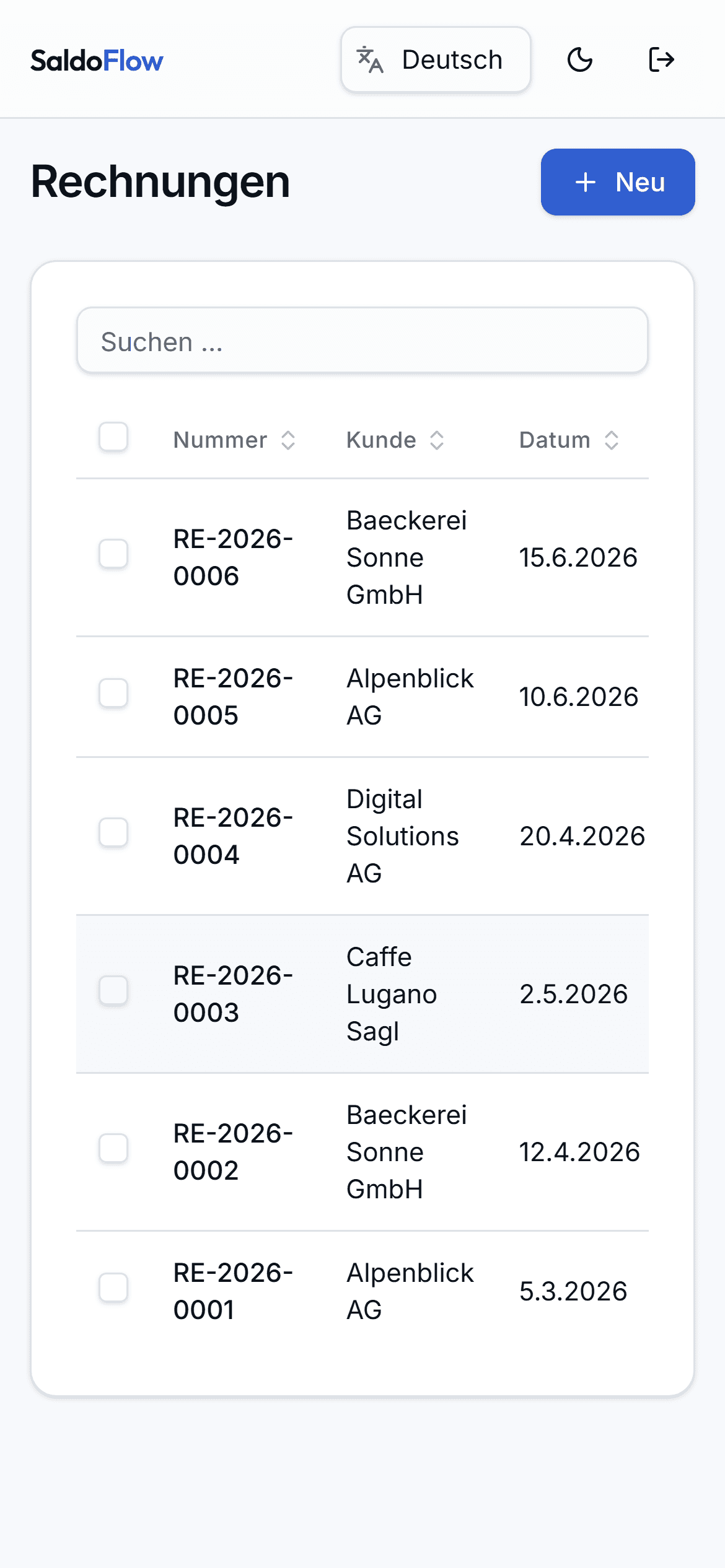 SaldoFlow Rechnungen am Handy